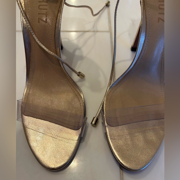 Schutz Josseana Gold and Clear Heeled Sandal - Picture 11 of 16